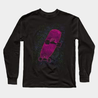 Neon Pink Skateboard Green Blue Dots Long Sleeve T-Shirt